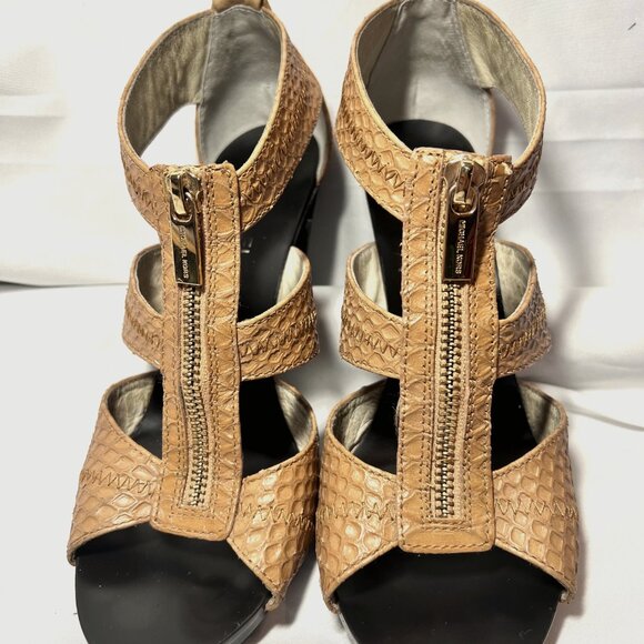 Michael Michael Kors-Women's Tan/Camel Leather-3 3/4" Heels-Unique 7 1/2-Zipper - Picture 3 of 16